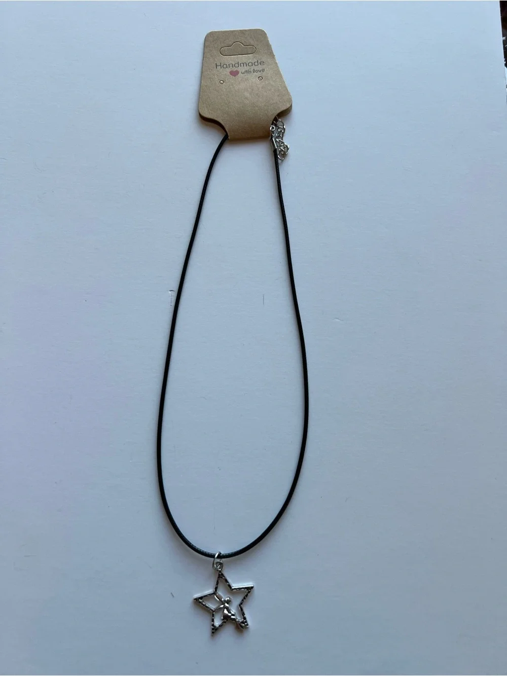 Silver Star Fairy Pendant Necklace on Black Cord / Disney / Fae / Tinkerbell